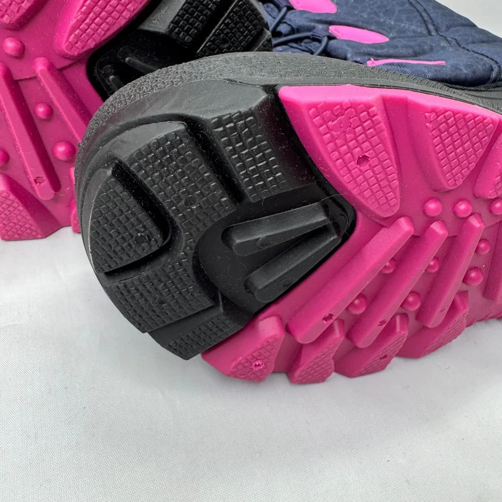 Kamik Snow Boots Kids Size 3 Navy Pink Faux Fur Winter Waterproof
